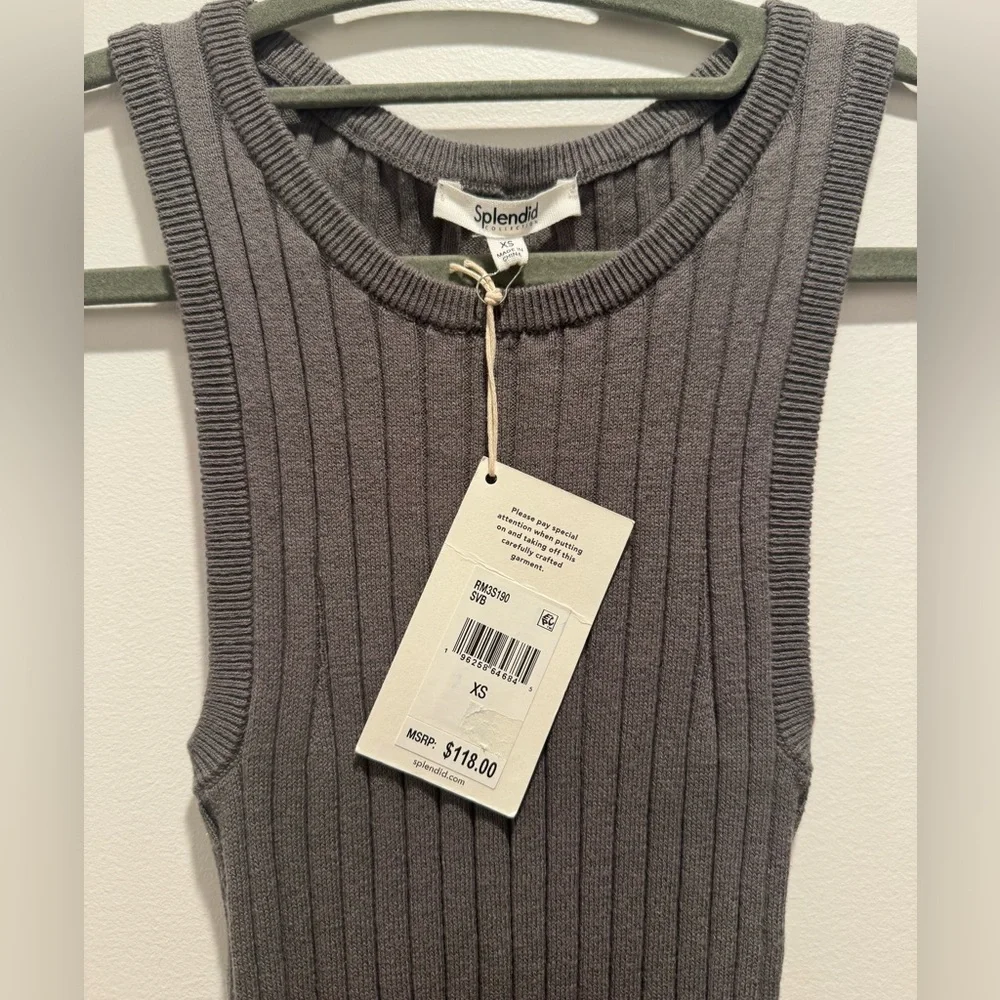 Splendid Gray Ribbed Women's Top - Picture 2 of 4